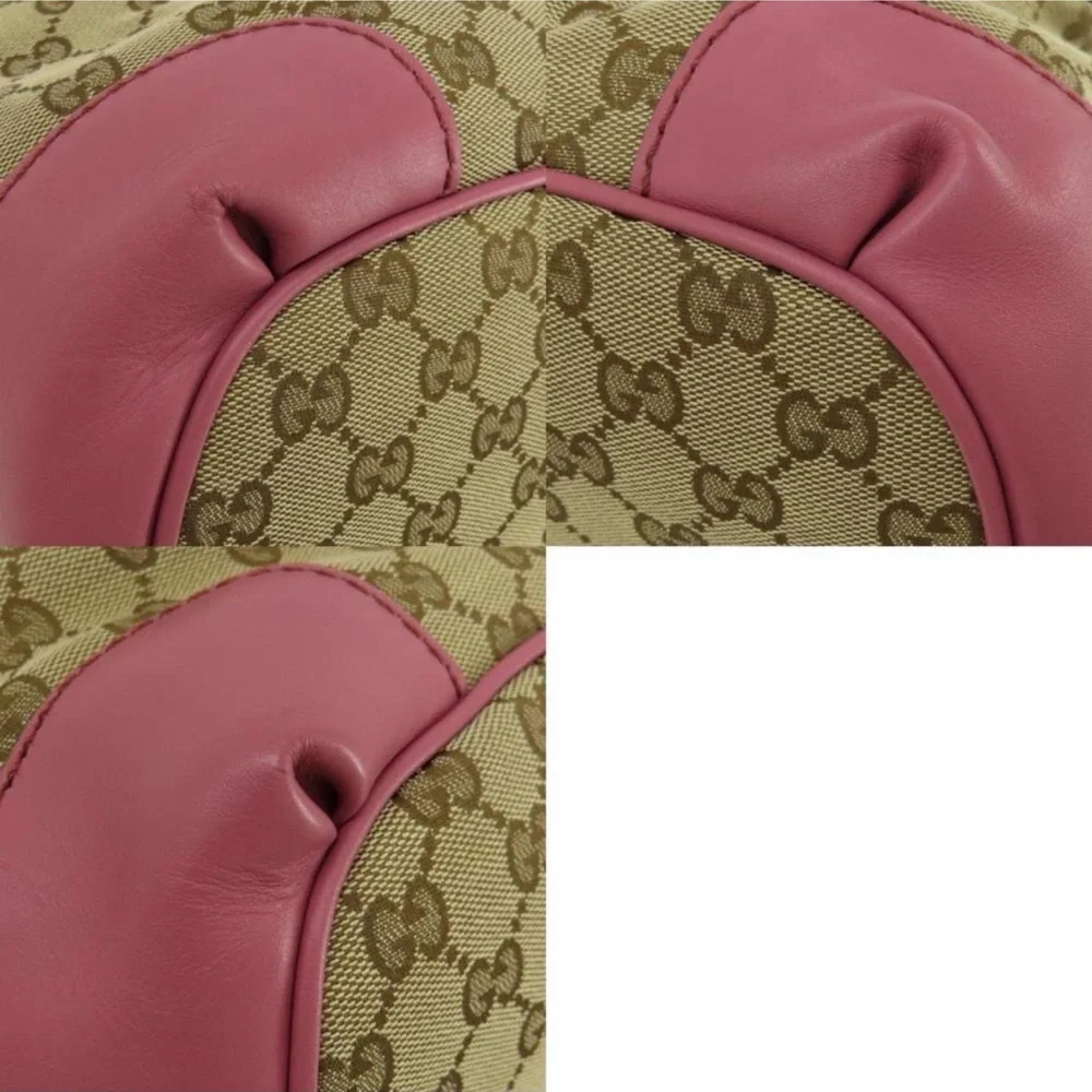 GUCCI Pink and Tan GG Canvas Tote Bag, 247902, Authentic, EUC - Picture 11 of 12